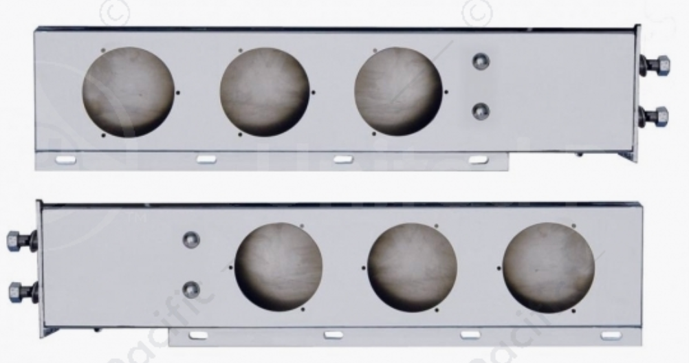2.5" Bolt Pattern 430 SS Spring Loaded Light Bar With Three 4" Light Cutouts (Pair) - 22301