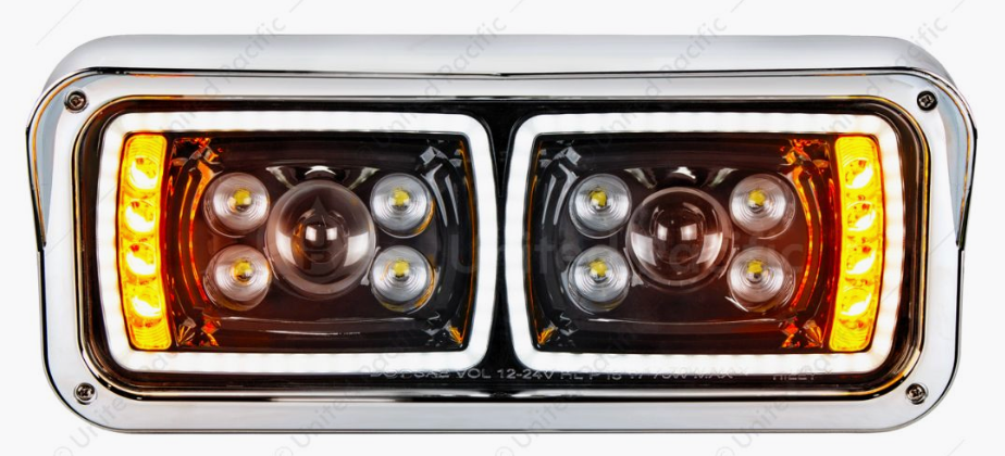 10 High Power LED "Blackout" Projection Headlight With LED Turn Signal & Position Light Bar - Driver - 35825