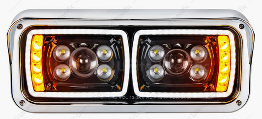 10 High Power LED "Blackout" Projection Headlight With LED Turn Signal & Position Light Bar - Driver - 35825