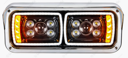 10 High Power LED "Blackout" Projection Headlight With LED Turn Signal & Position Light Bar - Passenger - 35826