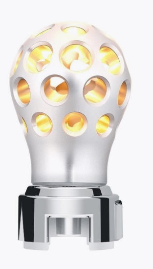 Thread-On Annodized Phoenix Ball Gearshift Knob With LED 13/15/18 Speed Adapter-Amber LED - 71084