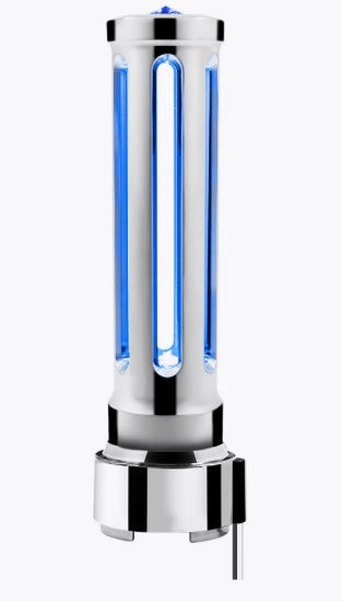 Thread-On Chrome Sonoma Gearshift Knob With LED 9/10 Speed Adapter-Blue Crystal/Blue LED - 71136