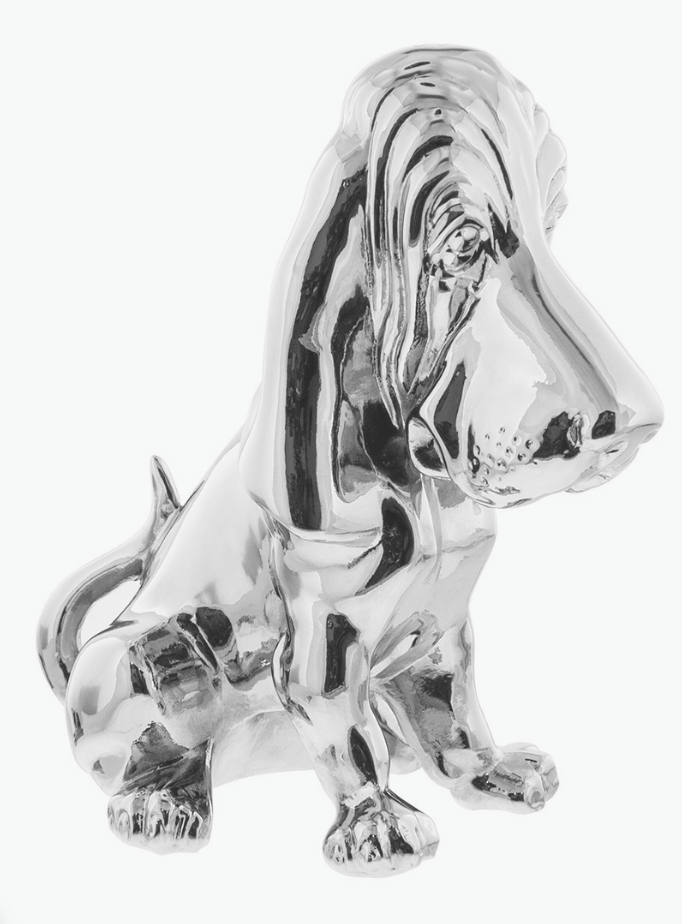 Die-Cast Bassett Hound Hood Ornament - Chrome - 72003