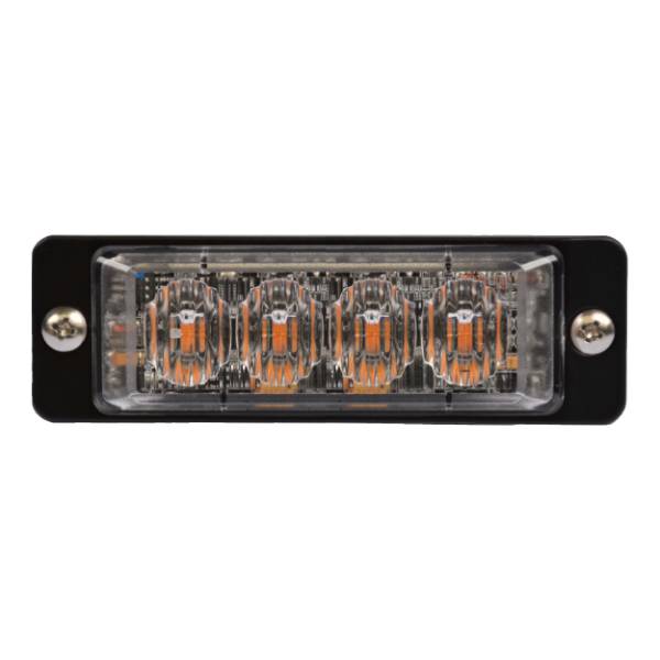 1” x 3.5” Rectangular 4 Diode Amber Mini Strobe Light with Clear Lens -  MTLEDW1035-4CA