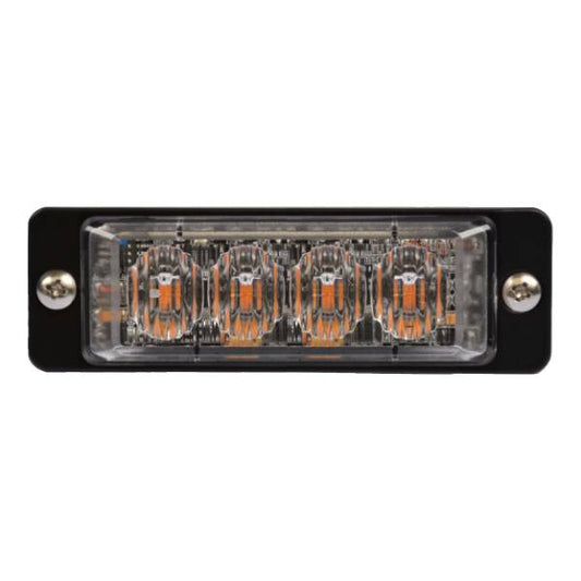 1” x 3.5” Rectangular 4 Diode Amber Mini Strobe Light with Clear Lens -  MTLEDW1035-4CA