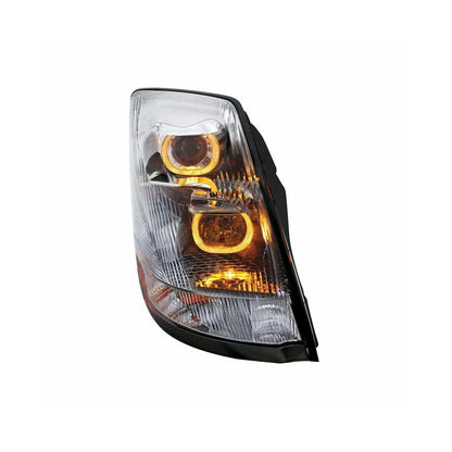 Chrome Projection Headlight w/ Amber LED Light Bar for 2003-2017 Volvo VN/VNL Passenger - 31231