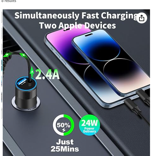 Iphone Fast Car Charger with Power Charger Adapter - X003SKUQ8L