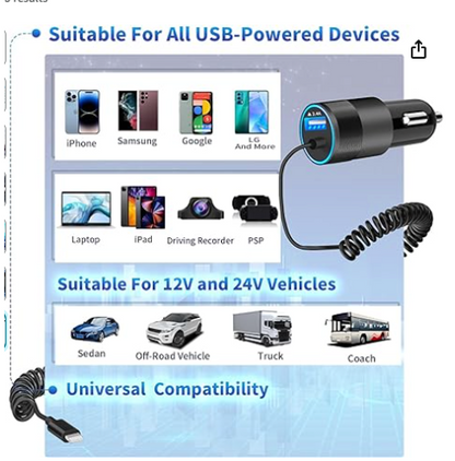 Iphone Fast Car Charger with Power Charger Adapter - X003SKUQ8L