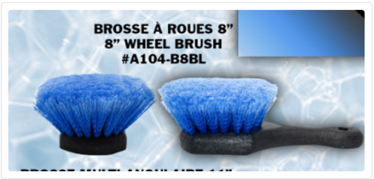 8" Handle Tire Interiors Wheel Brush  -  A104-B8BL