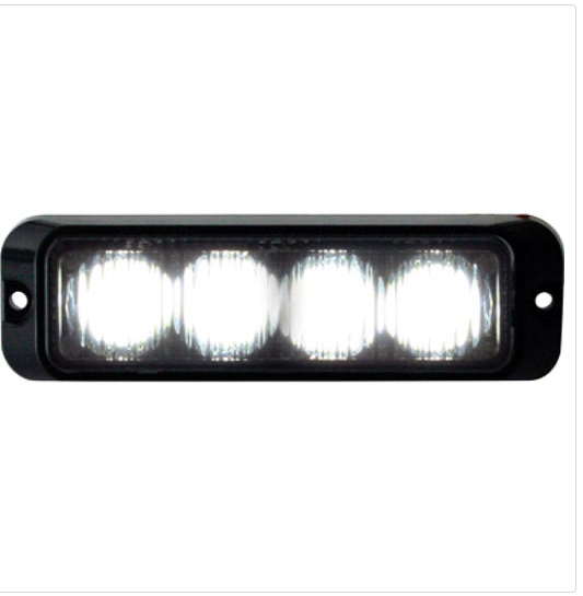 1” x 3.5” Rectangular 4 Diode White Mini Strobe Light with Clear Lens - MTLEDW1035-4CW