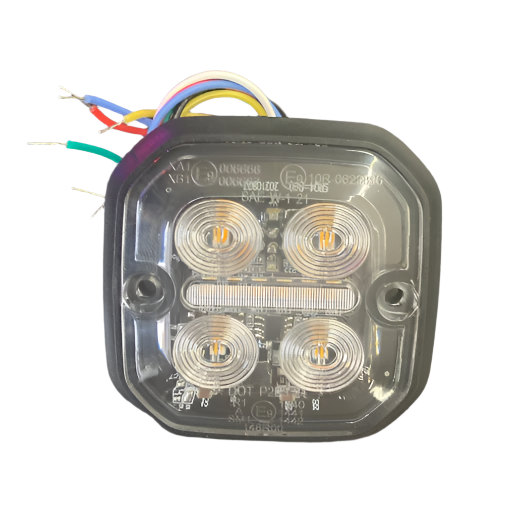 Square 4 Diode Amber LED Warning Light & 6 Diode Amber/White Position Light - MTLEDW2525-4A-6AW