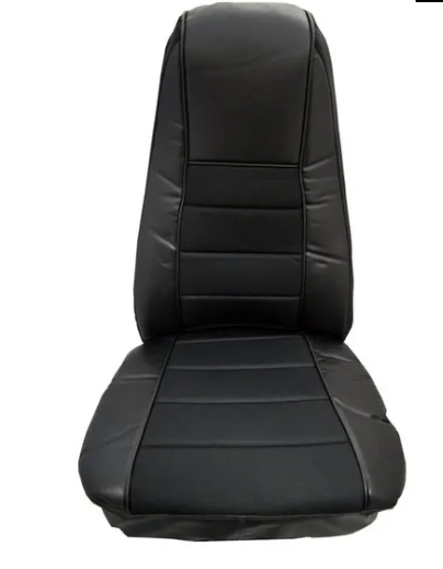 Seat Cover With Back Pocket Faux Leather With Breathable Fabric Black  -  65310