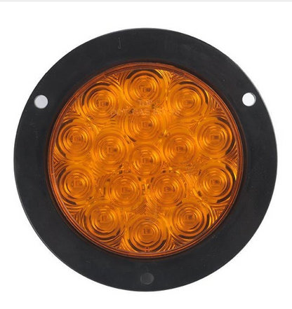 4 Inch  Round Amber 16 SQ Led 12 Volts with Mounting Bracket & Stainless Steel Ring  -  F235498