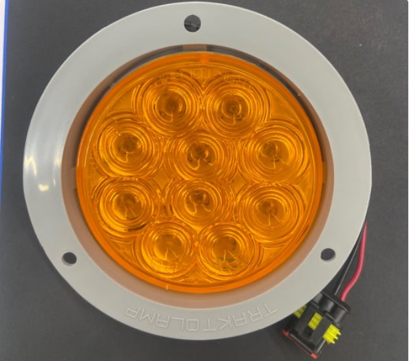 4" Stop/Turn/Tail Fixed 10 LED Light Amber w/Gray Bezel & Connector Kit  -  8099A