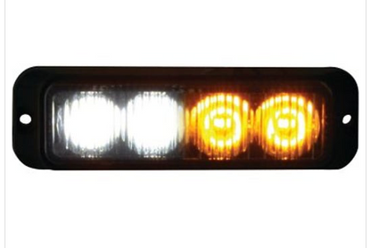 1” x 3.5” Rectangular 4 Diode Amber Mini Strobe Light with Clear Lens -  MTLEDW1035-4CA