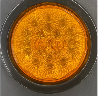 4" Stop/Turn/Tail Fixed 20 LED Light Amber Reflective w/Grommet & Pigtail  -  8042EA