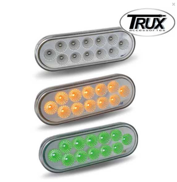 Oval Dual Revolution Amber Turn Signal & Marker to Green Auxiliary LED Oval - TLED-OXAG