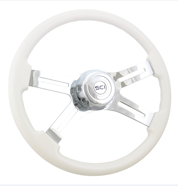 Classic White 16" Painted Wood Rim Steering Wheel  -  544-3085-77502