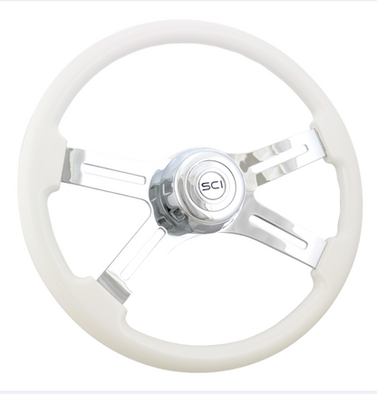 Classic White 16" Painted Wood Rim Steering Wheel  -  544-3085-77502