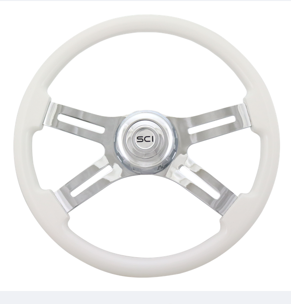 Classic White 16" Painted Wood Rim Steering Wheel  -  544-3085-77502