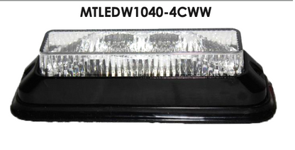 1” x 4” Rectangular 4 Diode White Mini Strobe Light w/Wide Angle Clear Lens - MTLEDW1040-4CWW