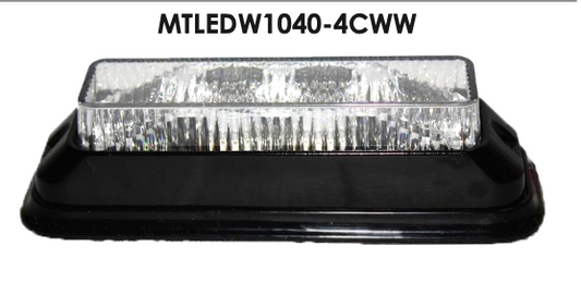 1” x 4” Rectangular 4 Diode White Mini Strobe Light w/Wide Angle Clear Lens - MTLEDW1040-4CWW