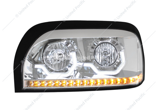 Freightliner Century Chrome Projection Headlight With LED Turn Signal & Light Bar Driver  -  31203