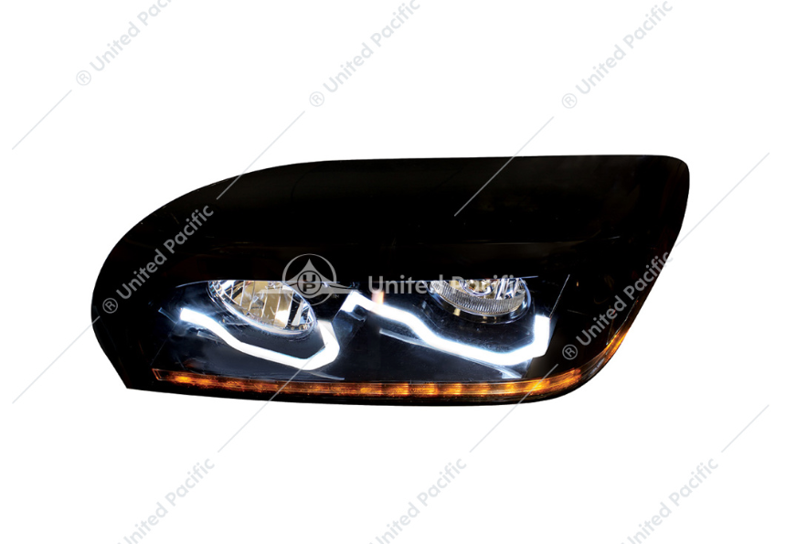 Freightliner Century " Blackout " Projection Headlight With Led Turn Signal & Light Bar Driver  -  31205
