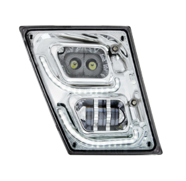 Chrome High Power LED Fog Light With LED DRL & Position Light for 2003-2017 Volvo VN/VNL Passenger  -  32595