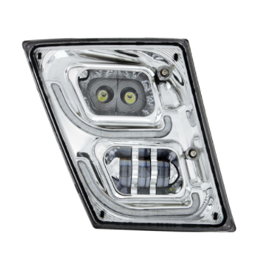 Chrome High Power LED Fog Light With LED DRL & Position Light for 2003-2017 Volvo VN/VNL Passenger  -  32595