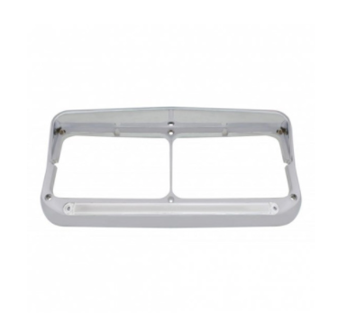 24 Led Rectangular Dual Headlight Bezel with Visor & GLO  Light Amber Led Clear Lens  -  32701