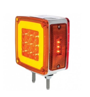 53 LED GloLight Double Stud Double Face Turn Signal Light (Driver) - Amber & Red LED/Amber & Red Lens  -  37124