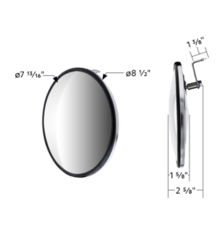 Stainless Steel Convex Mirror with Offset Mounting Stud 8 1/2"  -  60035