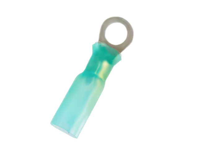 16-14 AWG #10 STUD CS HEAT SHRINK RING TERMINAL - BLUE, 5 PCS -98167