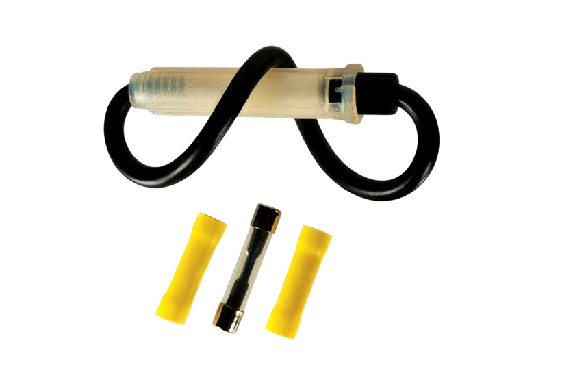 In-Line Glass Fuseholder 10 AWG 6.5" Wire W / (1)30 AMP AGC Fuse & (2)Vinyl Terminals, 1 Set - 98125