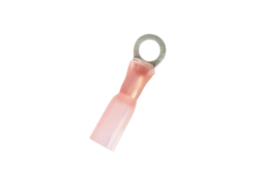 22-18 AWG #6 Stud CS Heat Shrink Ring Terminal - Red, 5 PCS. 98150