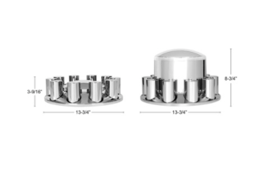 Dome Axel Cover Combo Kit W/ 33MM Cylinder Thread-On Nut Covers Chrome-10317