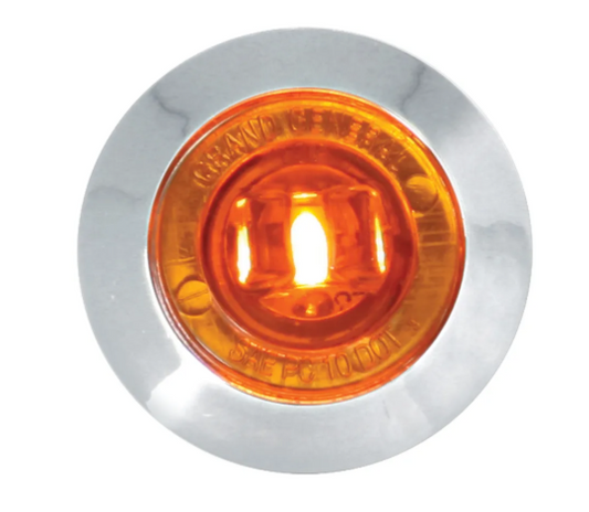 1″ Dia. Mini AMBER/AMBER Push/Screw-In Wide Angle LED Marker Light W/ Chrome Bezel - 87060