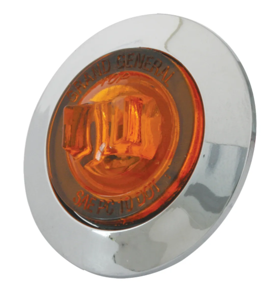 1″ Dia. Mini AMBER/AMBER Push/Screw-In Wide Angle LED Marker Light W/ Chrome Bezel - 87060