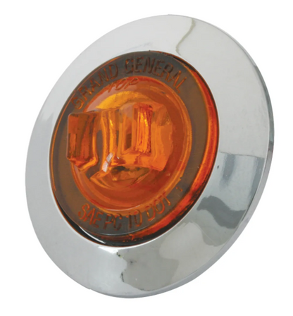 1″ Dia. Mini AMBER/AMBER Push/Screw-In Wide Angle LED Marker Light W/ Chrome Bezel - 87060