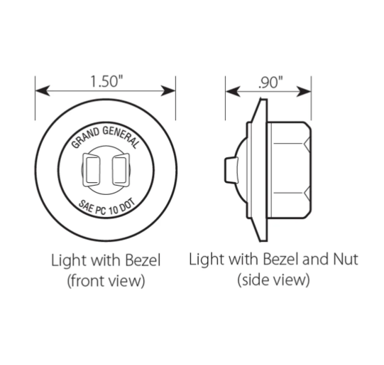 1″ Dia. Mini Amber/Clear Push/Screw-In Wide Angle LED Marker Light W/ Chrome Bezel -  87061