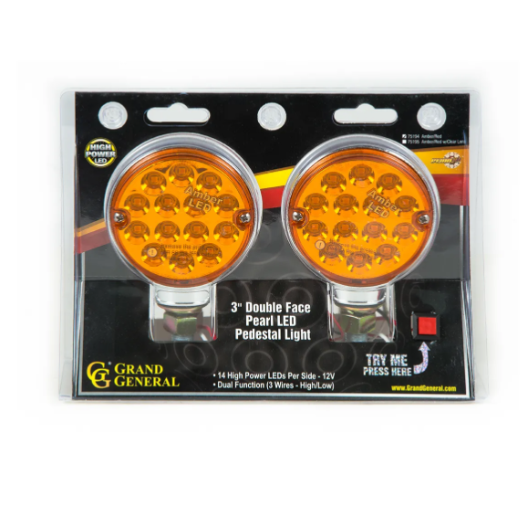 3 inch Pearl Double Face Amber/Red 14 LED/Side Twin Pack  -  75194