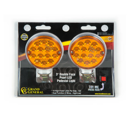 3 inch Pearl Double Face Amber/Red 14 LED/Side Twin Pack  -  75194