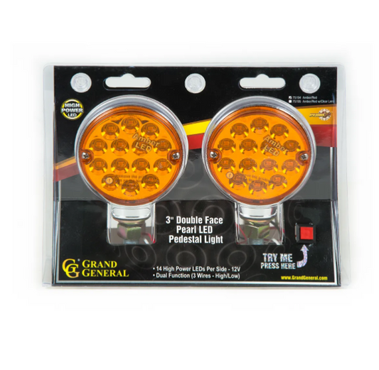 3 inch Pearl Double Face Amber/Red 14 LED/Side Twin Pack  -  75194