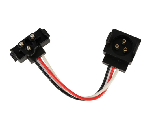 Coverts Male 3-Pin Round Plug to Standard 3-Pin Right Angle Plug - 88096