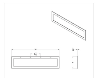24" X 6" Quarter Fender Top Mud Flap - 5-1/16" Hole Spacing  10611