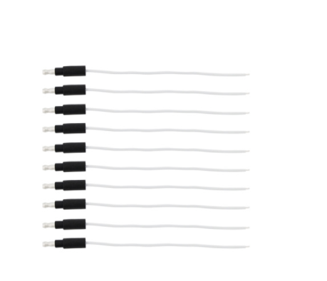6" Single Lead Wire with .180 Bullet Termination & Stripped End - White (10 pcs) - 34214P10