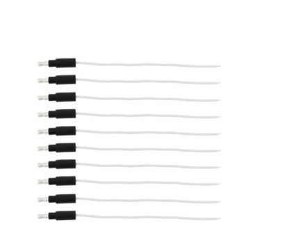 6" Single Lead Wire with .180 Bullet Termination & Stripped End - White (10 pcs) - 34214P10