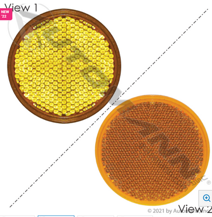 2" Round Amber Reflector Quick-Mount - 571.RF2QMA