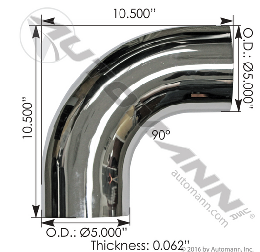 Exhaust Elbow 5in 90 Deg OD-OD Chrome  -  562.U4590S10C